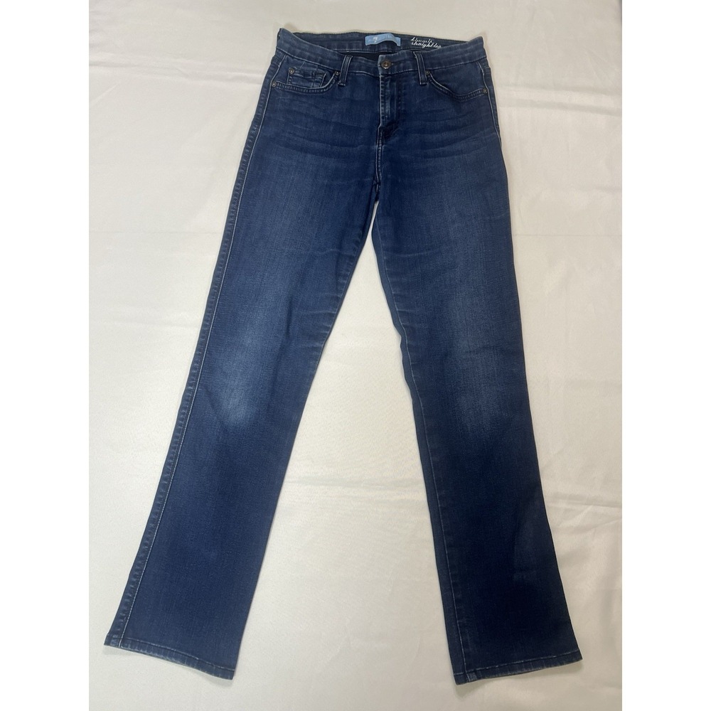 7 For All Mankind  Womens 27 Kimmie Straight Leg Jeans Dark Blue Wash Denim
